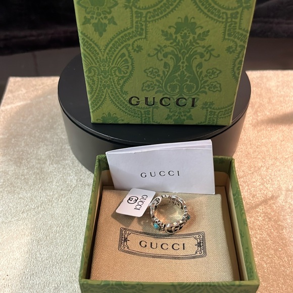 Gucci Jewelry - Gucci Double G Mother of Pearl, & Sterling Silver Ring Italy (12) USA (6)